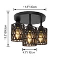 thumbnail image 2 of FSLiving 3 Lights Natural Twine Braiding Wall Light with 12V Retro RV Decorative Light RV Ceiling Light Hallway Light Fixtures Ceiling Mount, E26 E27 Industrial Semi Flush Mount for RV Camper Black, 2 of 7