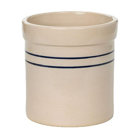 Martinez Pottery Blue Stripe Stoneware Pickling Fermenting Crock .75 Gallon