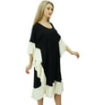 thumbnail image 3 of Bimba Knee Length Rayon Kaftan Kimono White Frill Sleeve Caftan Dress Coverup, 3 of 7