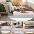 thumbnail image 5 of Round Rugs 3Ft, Pink Grey Striped Round Area Rug Washable Indoor Throw Carpet, Farmhouse Modern Small Non Slip Circle Rug for Bedroom Living Room Home Decor Aesthetic, 5 of 8