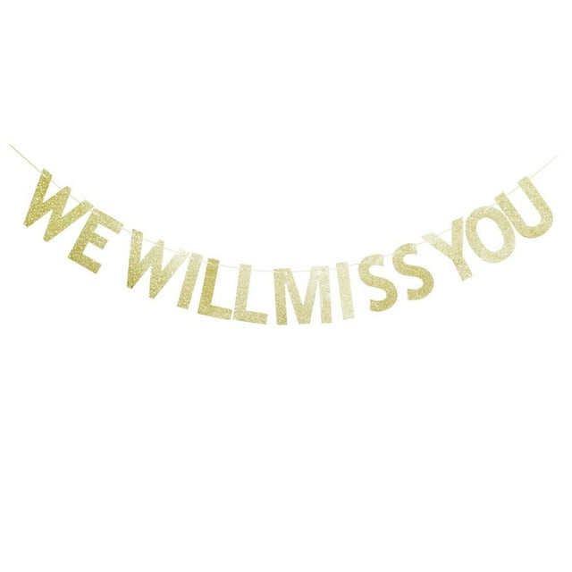 We Will Miss You Gold Glitter Banner for Retirement/Job Change/Graduation/Moving Away/Office Work/Farewell Party Sign Decorations