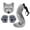 L-Dark Gray, variant on Festive : Deluxe Masquerade Dress Set Realistic Furry Cat Mask Gloves & Tail for Masquerade Mask for Women and Festive Fun