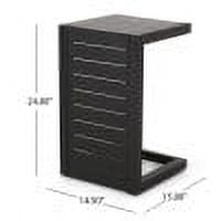 Outdoor Aluminum C Shaped Side Table, Space Saving Accent Table for Patio Garden, Black