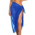 thumbnail image 2 of Women's Cover Up Skirts Tie Waist High Slit Midi Sarong Sheer Chiffon Mesh Beach Cover Up Swimwear Vacation Wear Womens Cover up Blue One Size, 2 of 5
