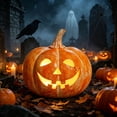 thumbnail image 5 of Tryvkinvive Orange Distressed Jack O Lantern LED Light 6.7",Light Up Pumpkin Decor,Halloween Decoration for Porch Steps Desktop Indoor Outdoor, 5 of 6