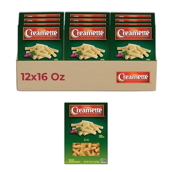 Creamette Ziti Pasta, 12-Pack (16 oz Each) – Classic Tube Pasta for Baked Ziti & Hearty Sauces