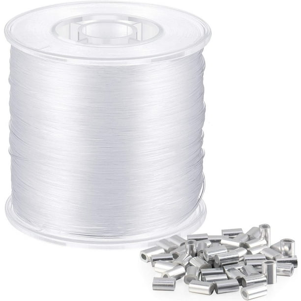 Strong Clear Nylon Fish Wire for Hanging Christmas Decor and 50 Loop Sleeve  (218 Yd.)