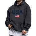 thumbnail image 3 of Yertdoel Hoodies for Men Drawstring USA Graphic Print Long Sleeve Hooded Sweatshirt Stylish Warm Casual Pullover Top with Pocket, 3 of 7