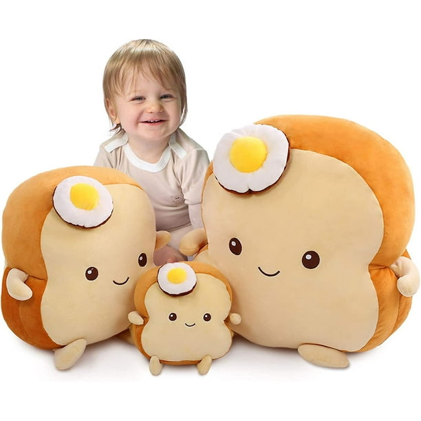 Almohada Rellena De Pan Tostado De Huevo Frito, Juguete De Peluche Relleno De Pan Gordito para Dormir, Gran Abrazo, Juguete De Peluche con Cojín De Sofá De Pan Tostado Suave Y Esponjoso para Niño