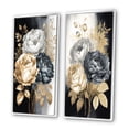 thumbnail image 3 of Designart "Bouquet of Roses in White, Gold, and Black I" Rose Framed Wall Art Set Of 2 - Black Floral Framed Canvas Set For Living Room Decor, 3 of 7