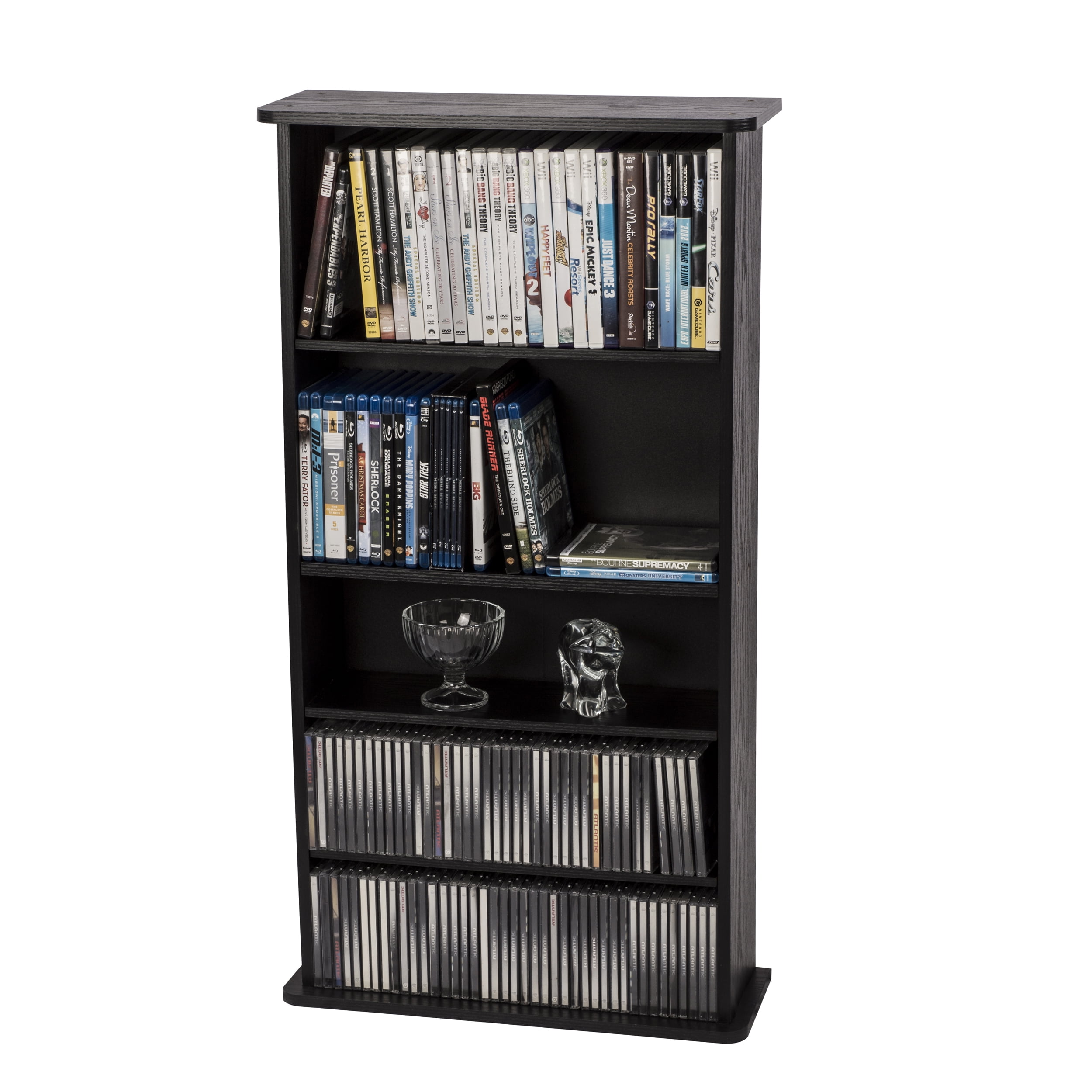 36 Drawbridge Wood Media Storage Shelf, Bookcase 7 Inches Deep
