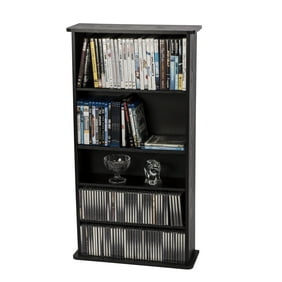 Atlantic 36" Drawbridge Wood Media Storage Shelf, 7" Depth (240 CDs, 108 DVDs), Black