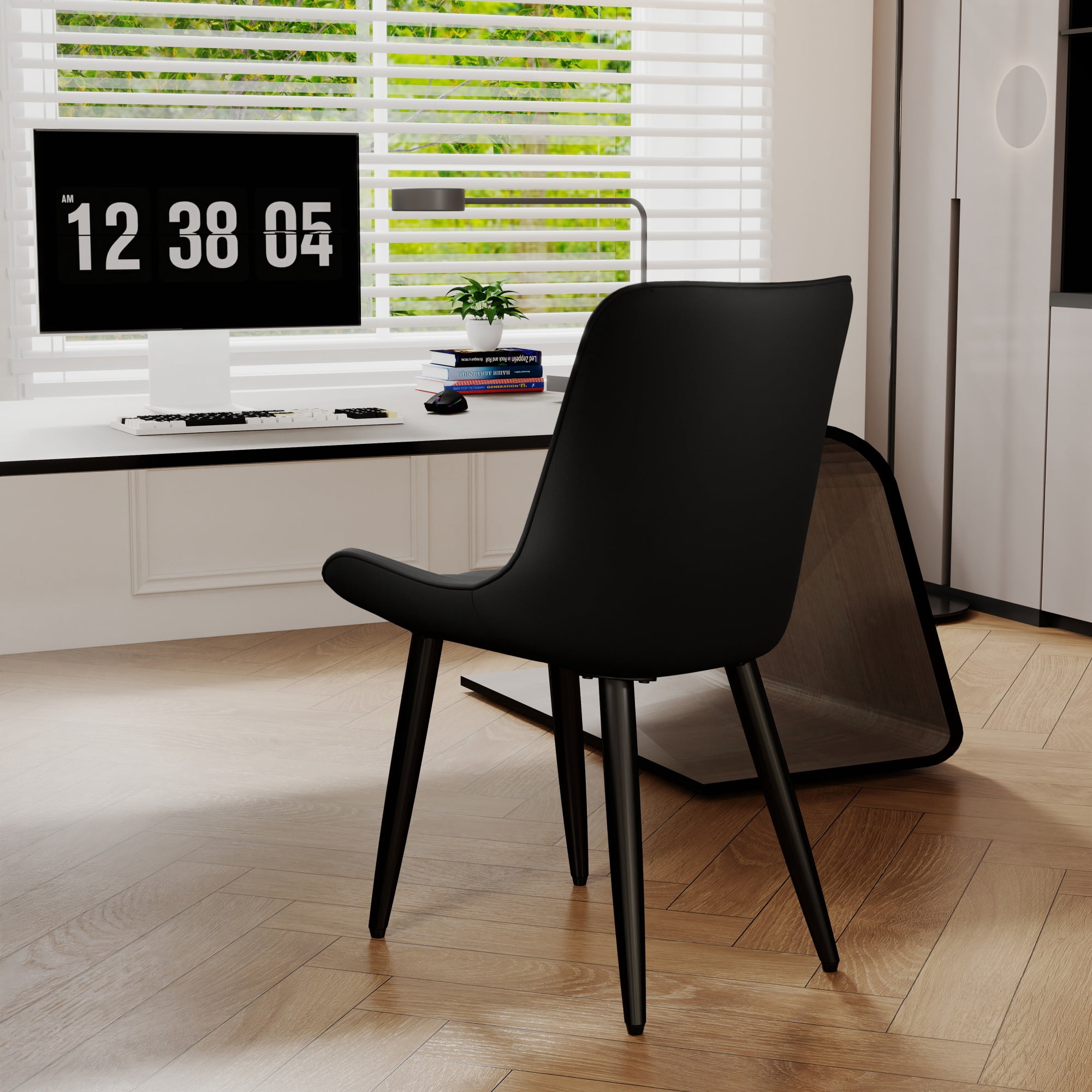 Alvantor Dining Chairs Set of 2 Upholstered Side Chairs with Padded Seats & Metal Legs for Kitchen Living Room Black