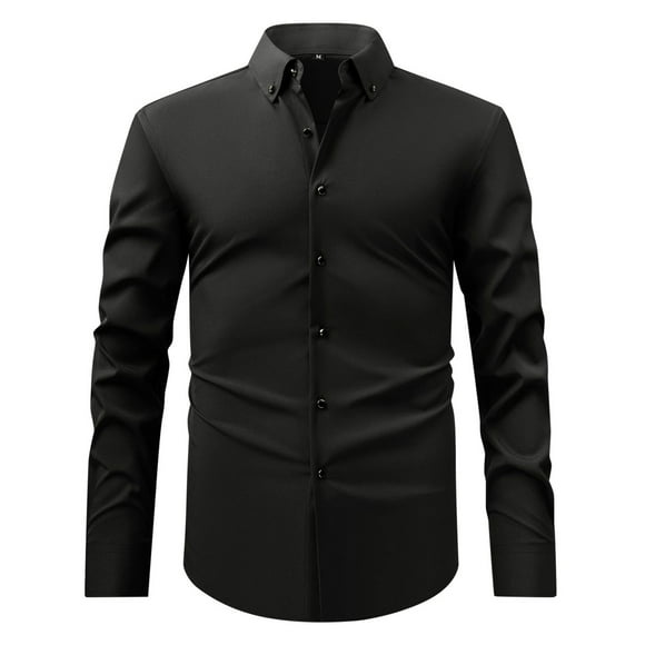 Mens Shirts Casual Button Down Stretch Dress Comfortable Breathable Formal Wear Grey Men Fall Clothes size L
