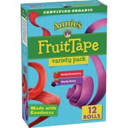 Annie's Organic Fruit Tape, Swirly Strawberry and Bendy Berry Flavors, Variety Pack, 12 Rolls
