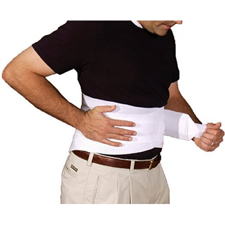 Lumbosacral Orthosis - Back Brace With Ventilated Elastic / Lumbosacral Support / Abdomen Support - Cool Elastic Material (Large White)