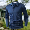 thumbnail image 3 of Fabrcox Polo Shirts for Men Fall Long Sleeve Button Down Golf Shirts Solid Color Casual Holiday Pullover Trendy Slim Fit T-Shirts,Navy S, 3 of 3