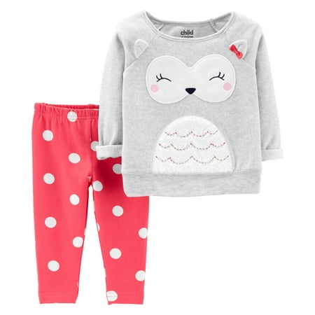 Fleece Baby Patterns - Long Sleeve Owl Fleece Top & Pants, 2-Piece Outfit Set (Baby Girls)