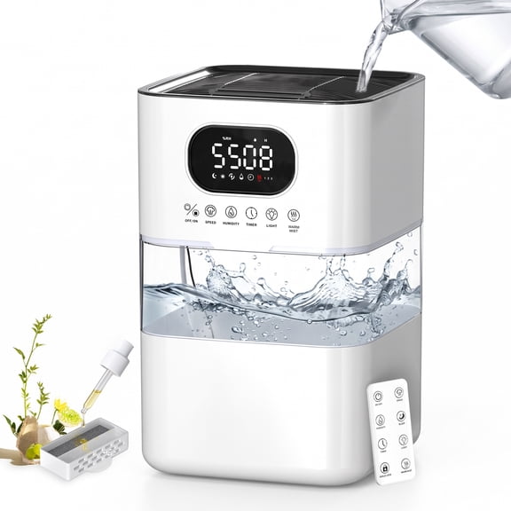Dhole 8.5L Humidifiers with Warm Mist, Smart Humidifier with Auto Shut-Off, Customizable Humidity (40-90%), Quiet Operation for Whole Night Sleep
