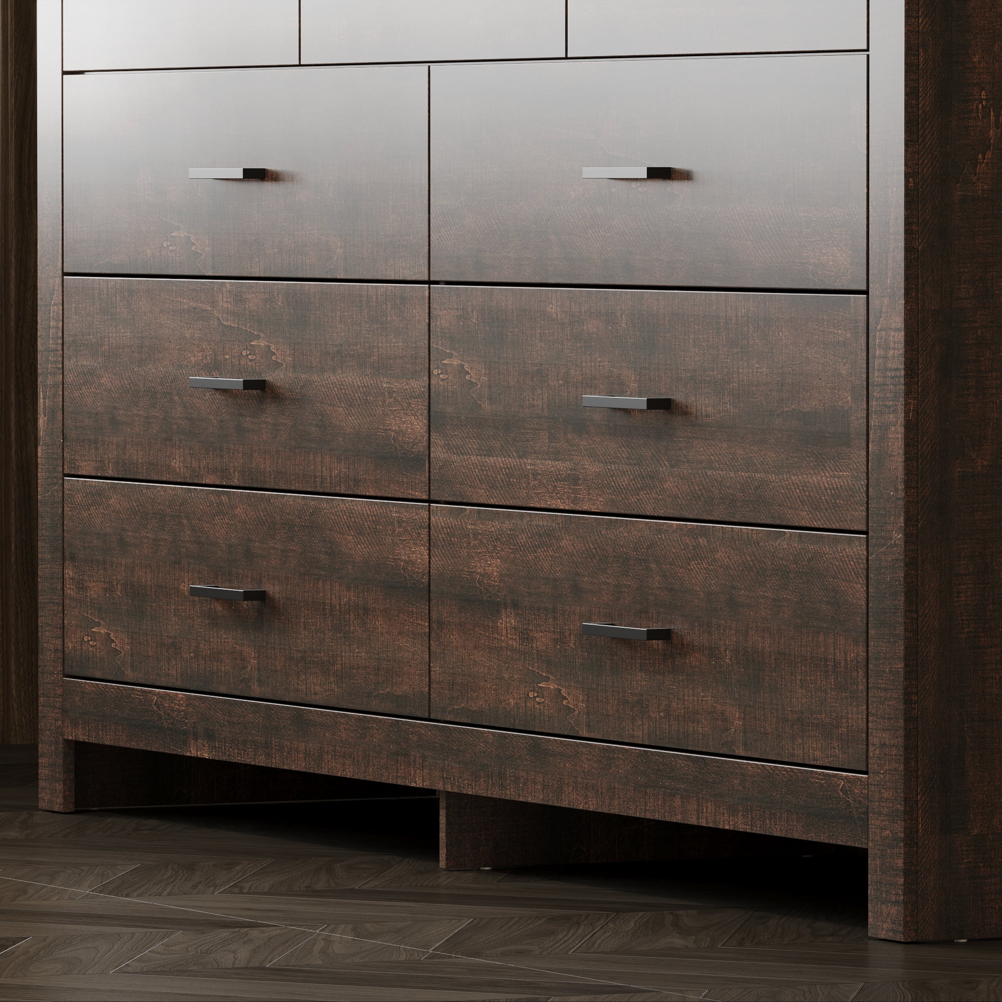 KULAGAGA 9 Drawer Dresser for Bedroom, Wide Dresser with Drawer Organizer, Wood Grain Chest of Drawers, 63" W Chests Organizer with Easy Pull Handles for Living Room, Entryway, Brown