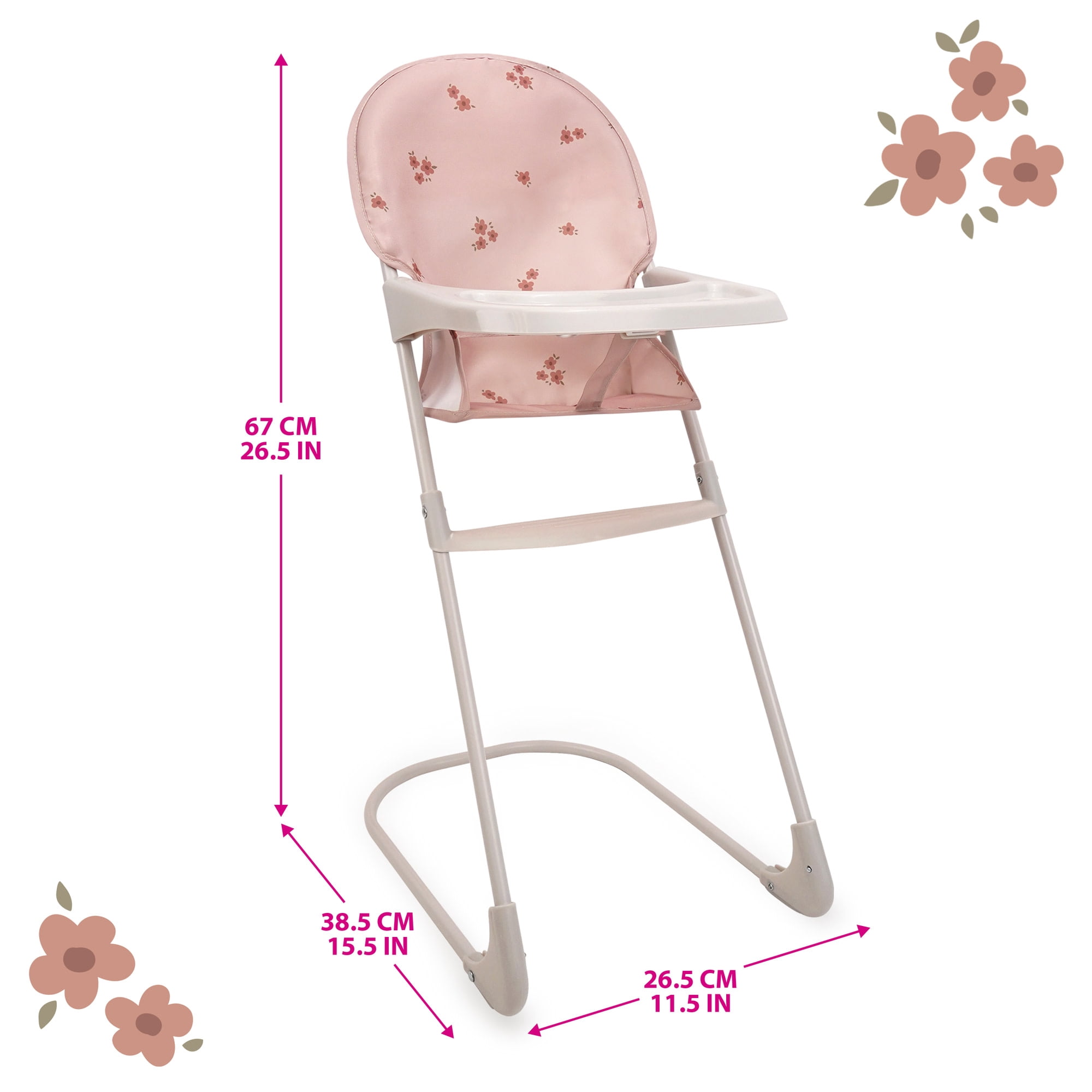 509 Crew: Ballet Flora - Feed N' Care Set - Soft Pink & Flowers, 7pc Play & Feeding Doll Accessories, Highchair & Foldable Play Yard, Roleplay, Kid 3+