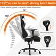 thumbnail image 4 of YRLLENSDAN Ergonomic Gaming Chair Adjustable Height with Footrest, Computer Chairs with Headrest and Lumber Support for Adults, PU Leather Desk Chair, White, 4 of 7