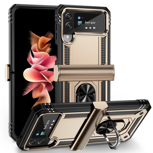 Funda de teléfono con soporte de anillo anticaída para Samsung Galaxy Z Flip4 Flip 3 Zflip4 Flip 4 5G Flip3, fundas de protección contra caídas Fivean unisex