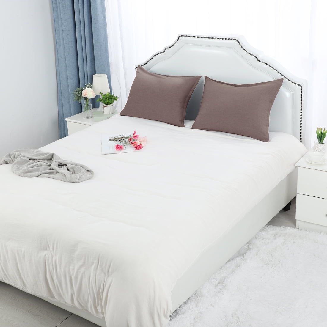 Unique Bargains Pillowcases 2-Piece Egyptian Cotton Pillow Cover Coffee Standard