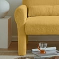 thumbnail image 4 of Modern Lambs Wool Fabric Loveseat with Lumbar Pillow, Upholstered 2 Seat Sofa with Back Arm Leg, Soft Couch for Living Room Balcony Nursery Bedroom, Yellow, 4 of 6
