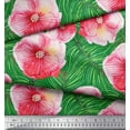 thumbnail image 3 of Soimoi Green Cotton Duck Fabric Palm Leaves & Periwinkle Floral Printed Fabric 1 Yard 42 Inch Wide, 3 of 3