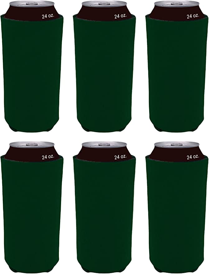 Blank Foam Collapsible 24 oz. Can Coolie (Forest Green, 6 Pack