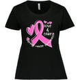 thumbnail image 3 of Inktastic Love, Care, Cure Breast Cancer Awareness Pink Ribbon Women's Plus Size T-Shirt, 3 of 5