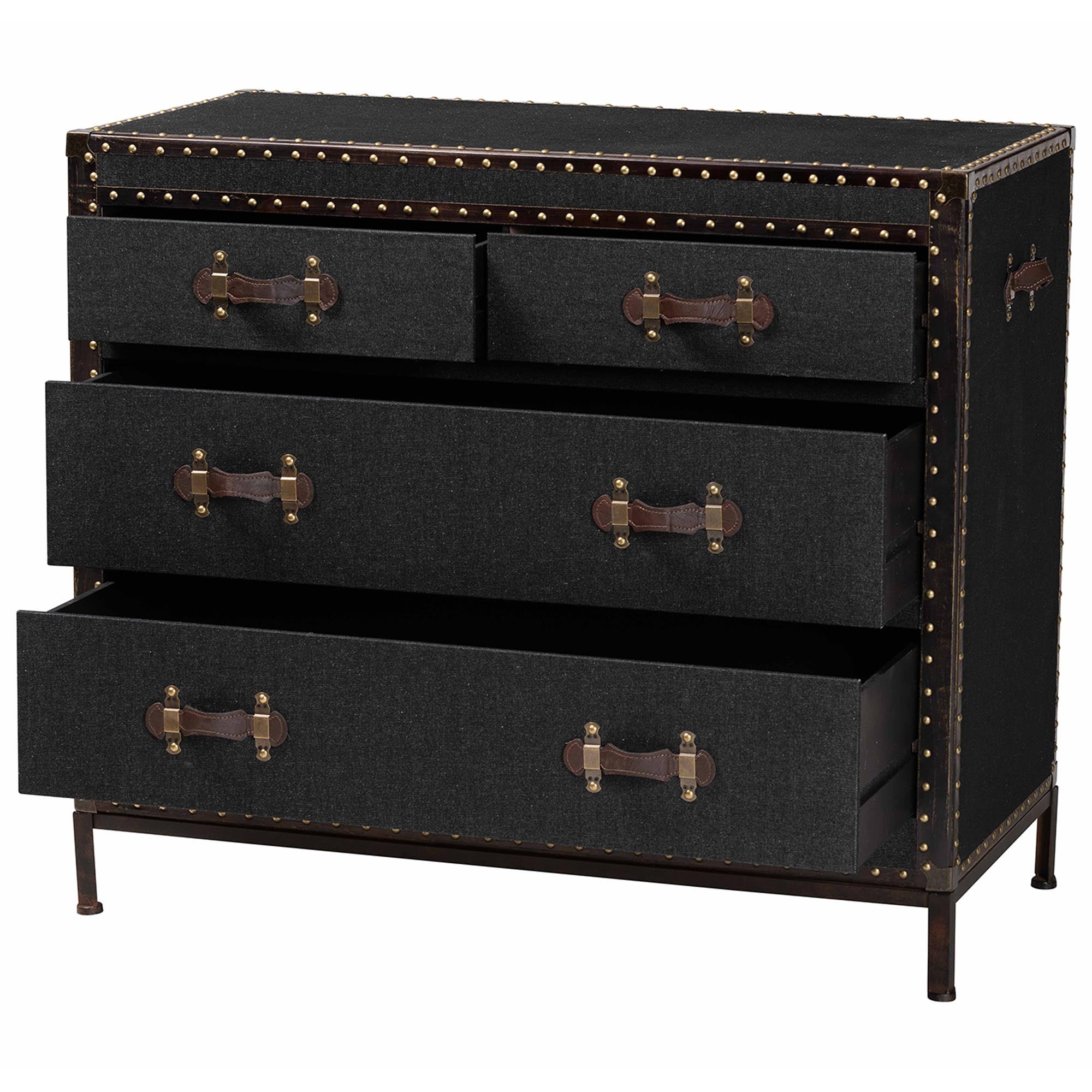 Baxton Studio Benton Vintage Storage Cabinet, 4-Drawer, Dark Brown