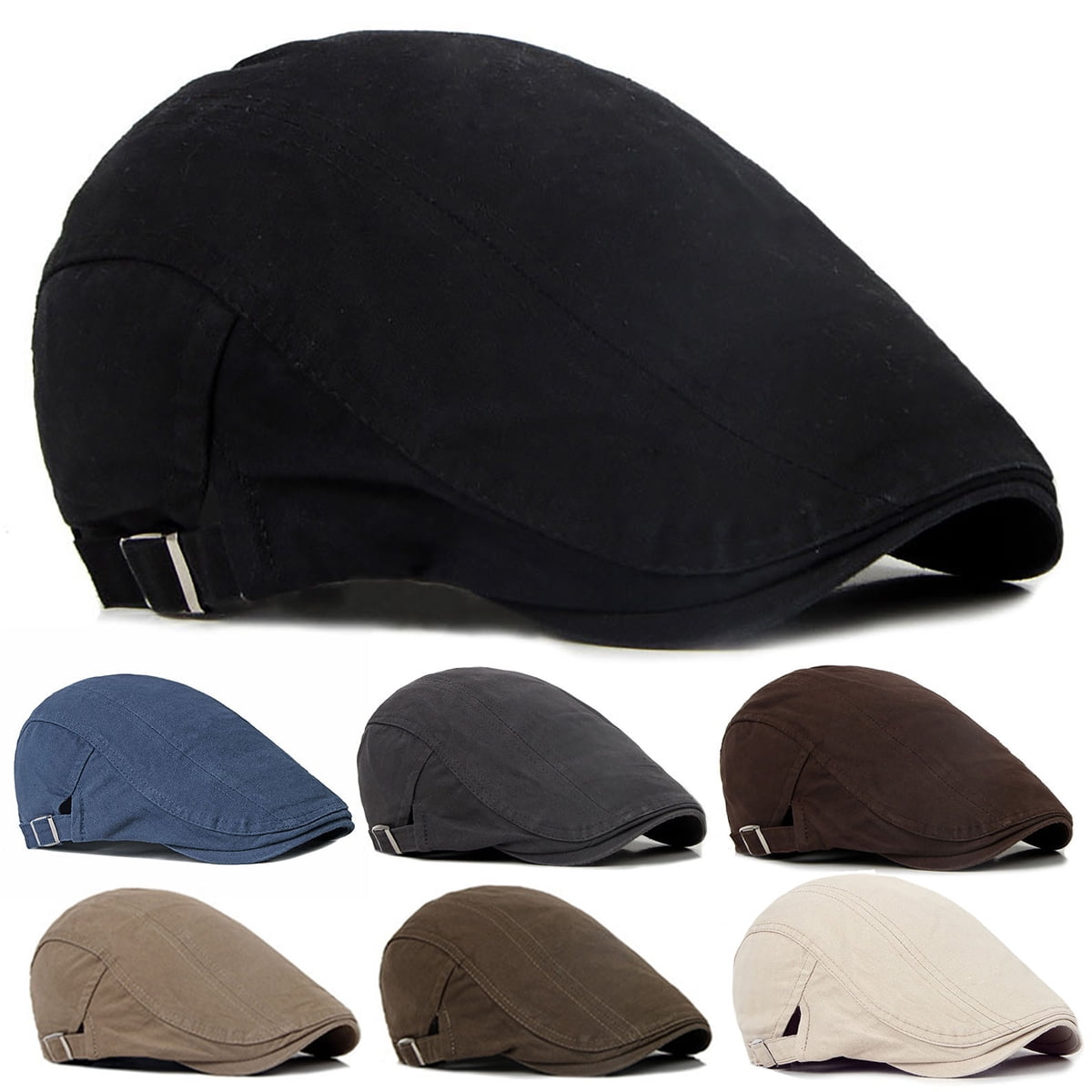 Meidiya Adjustable Newsboy Hats for Men Vintage Cotton Flat Cap Mens ...