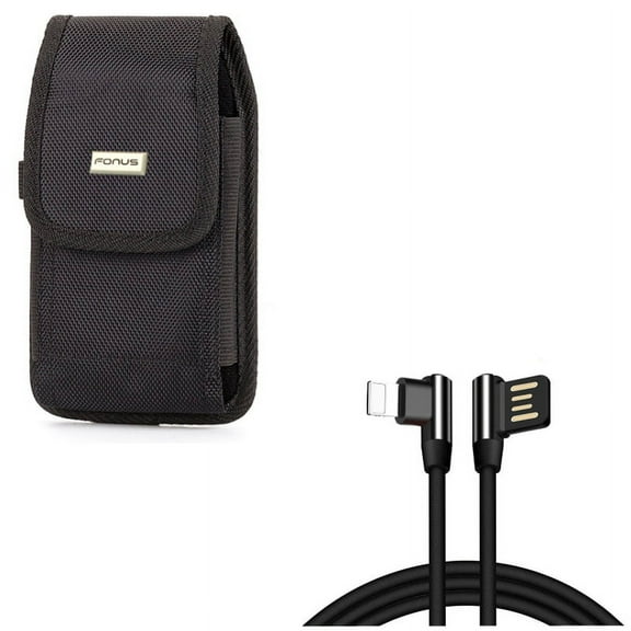 Case Belt Clip w Angle USB Cable for iPhone 8/7/6S/6 - Rugged Holster Canvas Cover Pouch, 6ft Charger Cord Power Wire Sync for iPhone 8/7/6S/6 Models