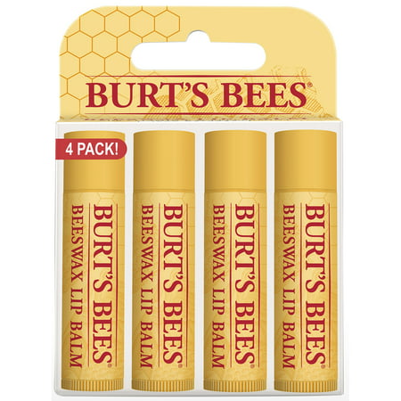 Burt's Bees 100% Naturel Baume Hydratant, cire d'abeille, 4 Tubes en blister Boîte