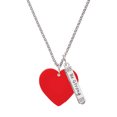 thumbnail image 1 of Delight Jewelry Acrylic 1" Red Heart Silvertone Be Strong and Courageous Bar Charm Necklace, 23", 1 of 4