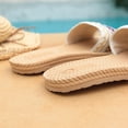 thumbnail image 5 of Womens Flat Sandals Ethnic Summer Slip On Sandals Thick Sole Open Toe Platform Slides Boho Beaded Slide Sandals - Flat Square Toe Shoes with Ethnic for Summer Casual & Beach Wear, 5 of 9