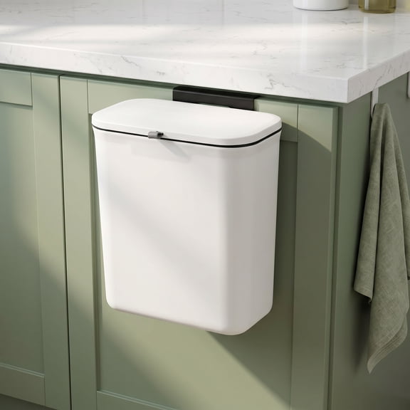 Hanging Trash Can, Hanging Kitchen Trash Can, Wall Mounted Plastic Waste Basket for Countertop Food Compost