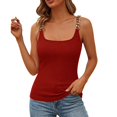 thumbnail image 2 of Lumistal Tank Top for Women Plain Fashion Summer Casual Basic Slim Fit Solid Color Sleeveless Top for Women Beach Clothes Womens Casual Chain Strap Tank Top Wine L, 2 of 5