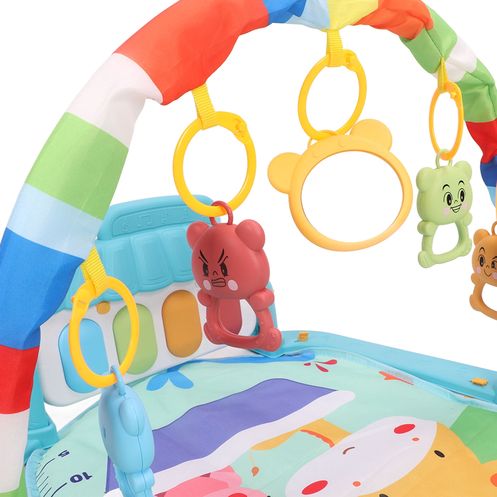 BOKYAN Baby Kick Play Piano Gym Playmat Infant Activity Gym Mat with Sound Light & Linkable Toys