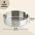 thumbnail image 3 of Juvale 5-Pack Stainless Steel Ash Tray - 4 x 4 x 1.2 in, Silver, Modern Design - 3-Slot Metal Ashtray for Indoor & Outdoor Patio Use, 3 of 10