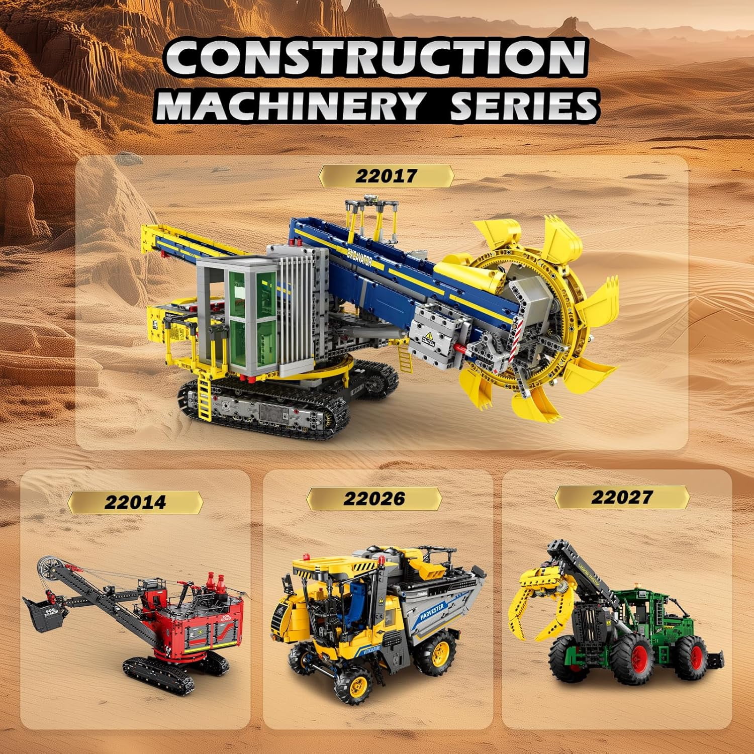 Bucket Wheel Excavator Building Blocks Set 22017, Remote Control Construction Vehicle Model Kit for Adult, RC Technic Engineering Car Toys