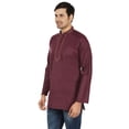 thumbnail image 2 of Cotton Dress Mens Embroidered Short Kurta Shirt India Clothes (Maroon, 3XL), 2 of 5