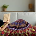 thumbnail image 3 of Mandala Soft Flannel Fleece Throw Blanket, Vintage Style Wedding Invitation Card with Mandala Motif Flower Illustration, Cozy Plush for Indoor and Outdoor Use, 70" x 90", Maroon and Red, by Ambesonne, 3 of 5