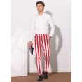 thumbnail image 3 of Unique Bargains Men's Striped Pants Business Skinny Fit Color Block Trousers 30 Red White, 3 of 6