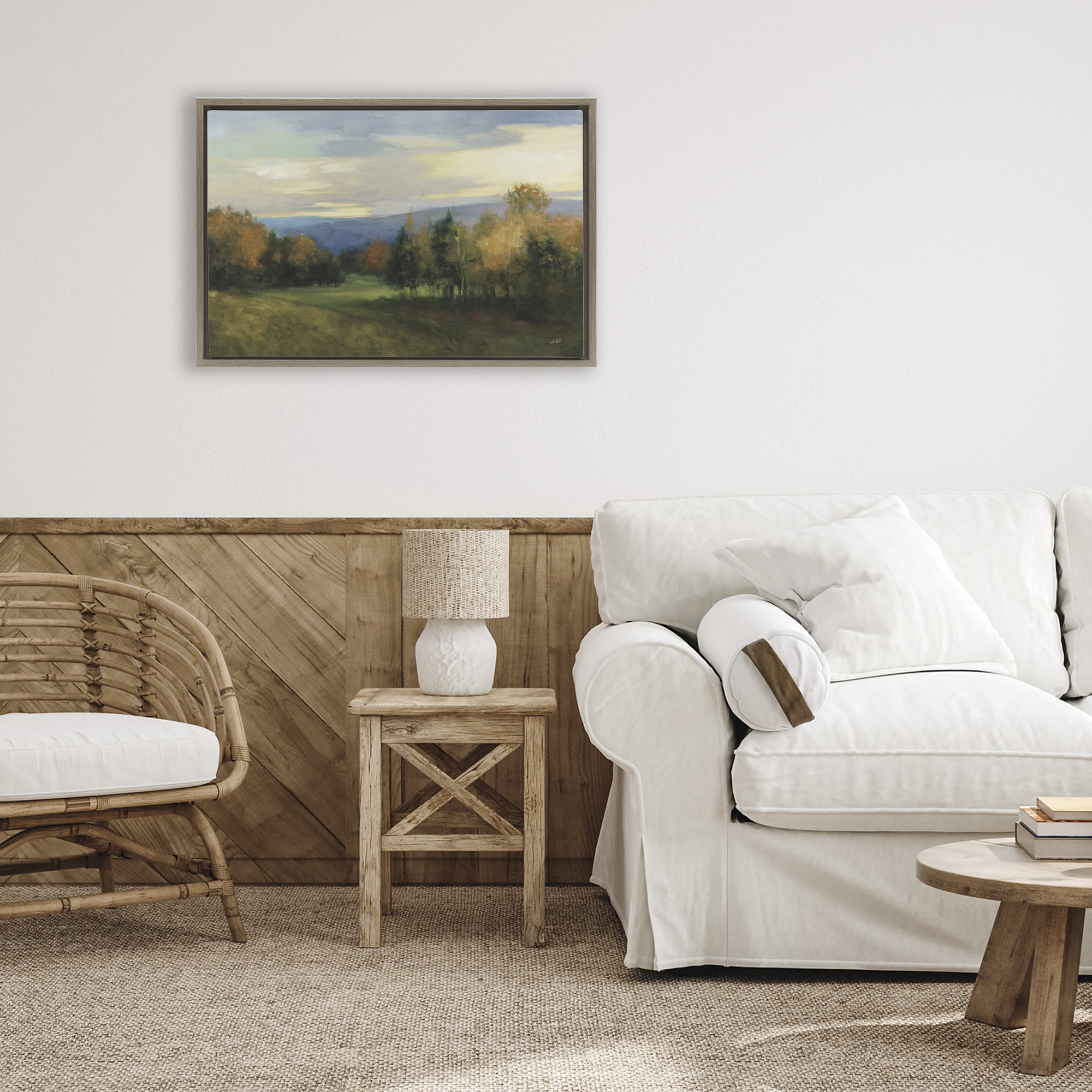 Stupell Industries October Meadow Countryside Brown Framed Floater Canvas Wall Art, design by Julia Purinton