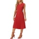 thumbnail image 4 of Vestido sin mangas INSPIRE CHIC para mujer, vestido midi plisado de botón con escote en V, tamaño XS, color rojo, 4 of 6