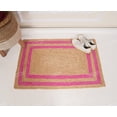 thumbnail image 5 of Rectangle Rug Natural Jute Rug Hand Braided Beige and Pink Color Stripes Line Area Rug, 5 of 5