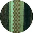 thumbnail image 1 of Ahgly Company Machine Washable Indoor Round Abstract Turquoise Blue Modern Area Rugs, 6' Round, 1 of 4